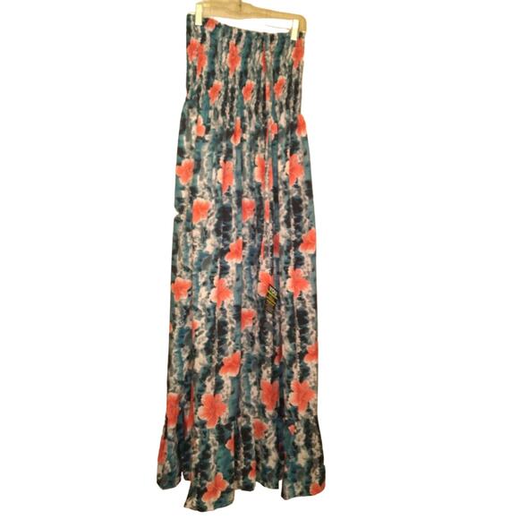 NWT Laleela Tropical Print strapless Maxi Dress -F11 - Picture 1 of 6